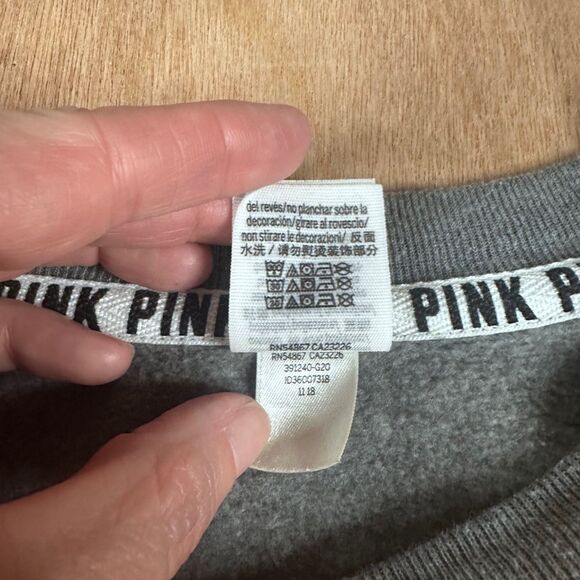 Victoria’s Secret PINK Colorblock Crewneck Sweatshirt Yellow Gray XS - Picture 4 of 5